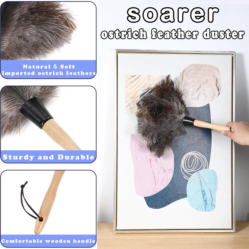 Soarer Ostrich Feather Duster - 14 inches Fluffy Handle Reusable Feather Duster 2pcs Cleaning Brush for Cleaning Supplies,Ceiling Fan, Crafts, Blinds, Furniture - Image 2